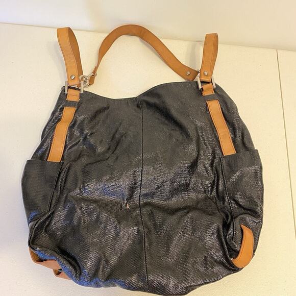 KennethCole NewYork Supple Brown Black Manmade Shoulder Tote Bag Large Boho Y2K - Picture 7 of 8